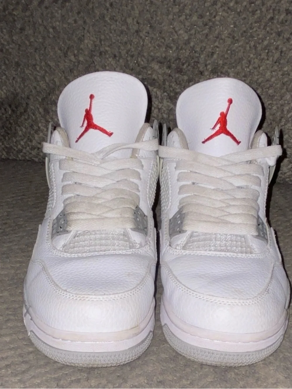 Jordan White Sneakers with Grey Speckle and Red Jumpman